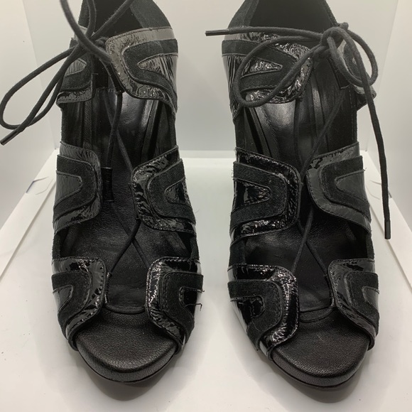 Tory Burch Suede & Patent Lace-Up Heels - Picture 8 of 10